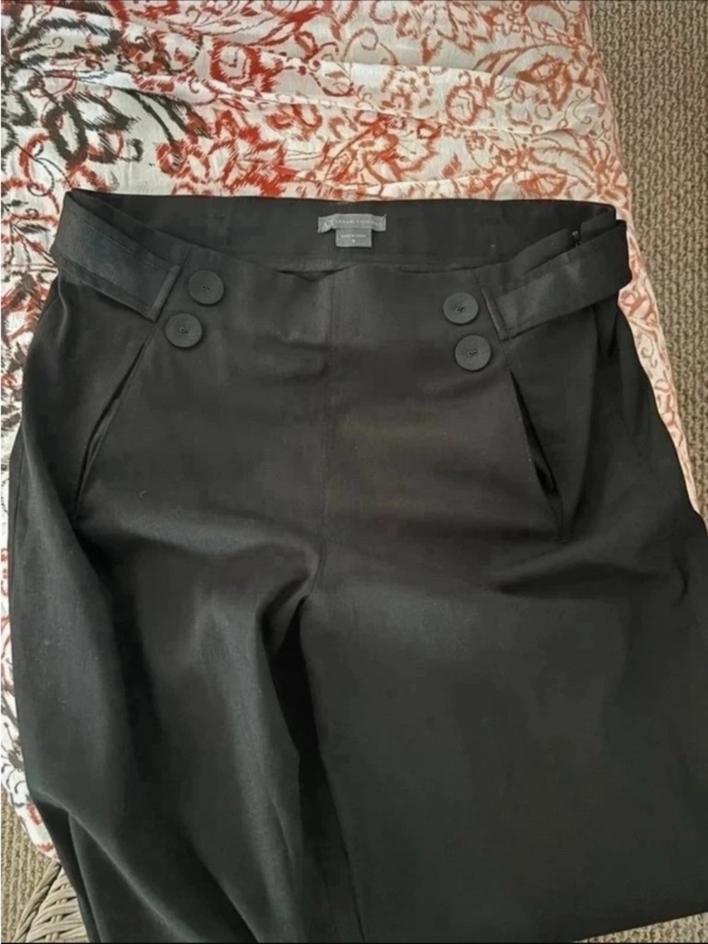 Armani Exchange black wide leg tailored trouser pants Sz 4